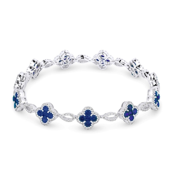 Madison L 18K White Gold Sapphire Clover Bracelet - style B1073SAW