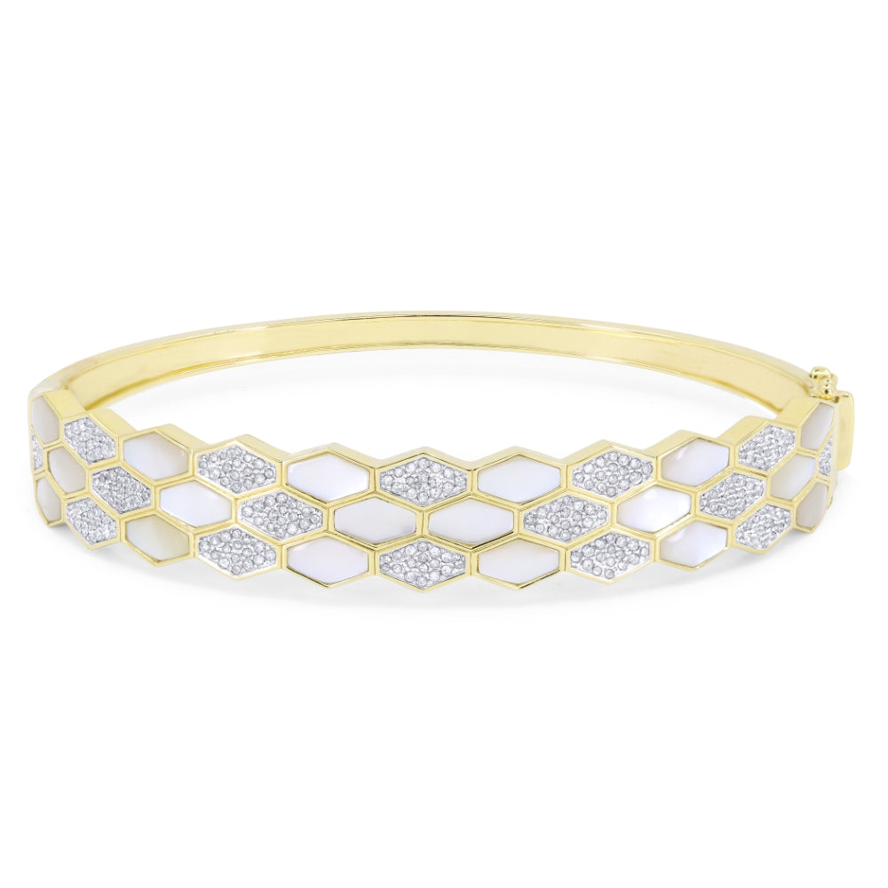 Madison L 14K Yellow Gold Mother of Pearl Cocktail Bangle - style B1114MOPY