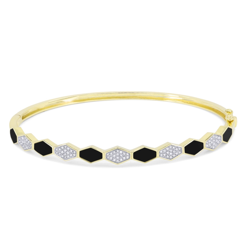 Madison L 14K Yellow Gold Black Onyx Honeycomb Bangle - style B1115BOY