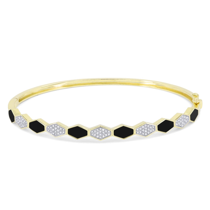 Madison L 14K Yellow Gold Black Onyx Honeycomb Bangle - style B1115BOY