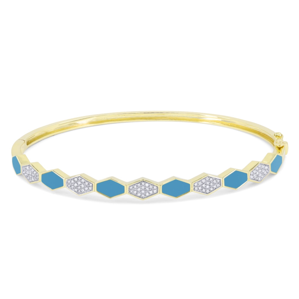 Madison L 14K Yellow Gold Turquoise Honeycomb Bangle - style B1115TQY