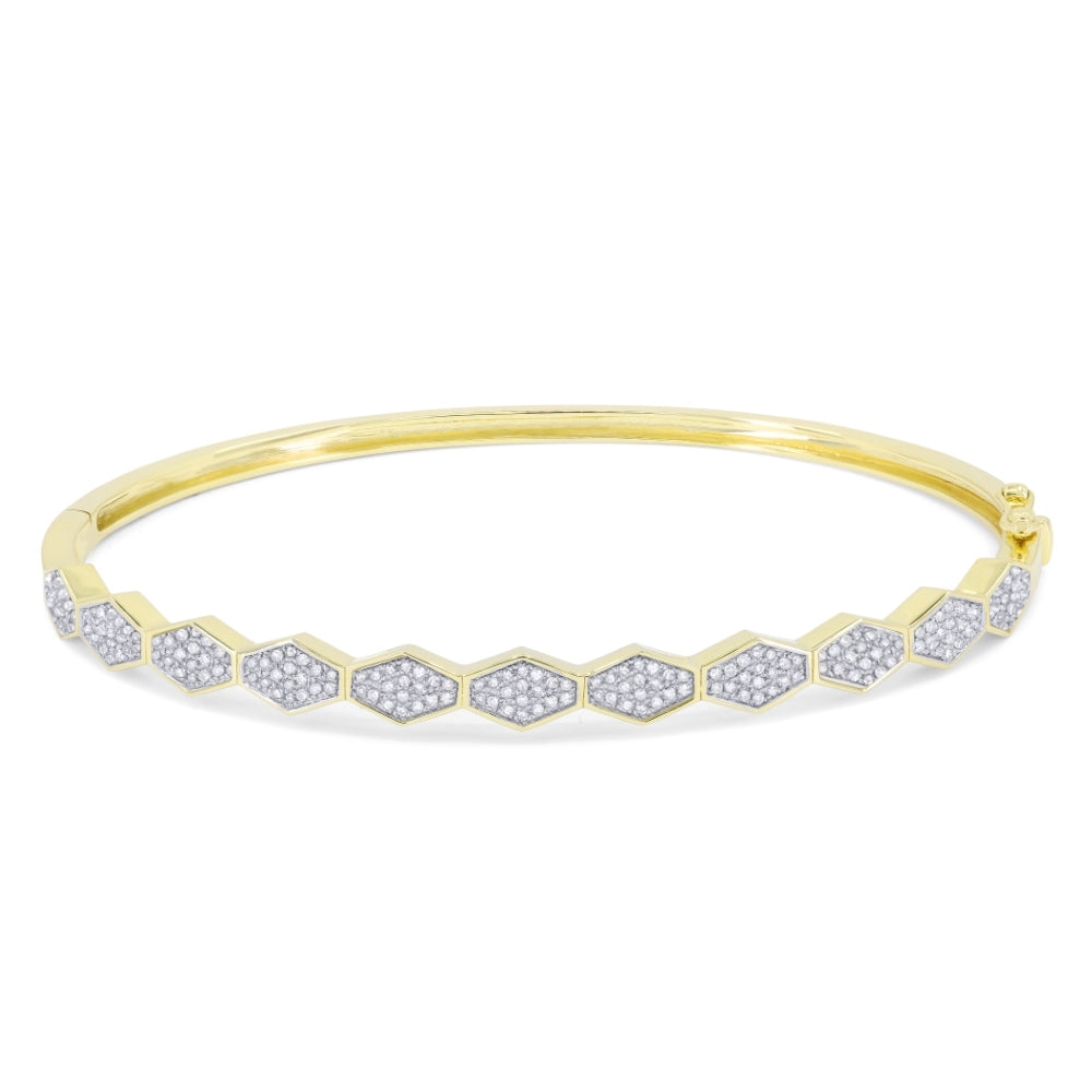 Madison L 14K Yellow Gold Diamond Honeycomb Bangle - style B1115Y