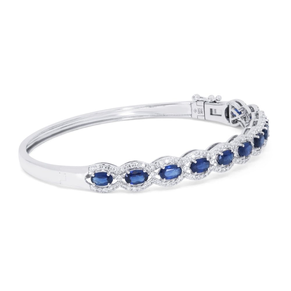 B1135 - 14K White Gold Sapphire Stackable Bangle