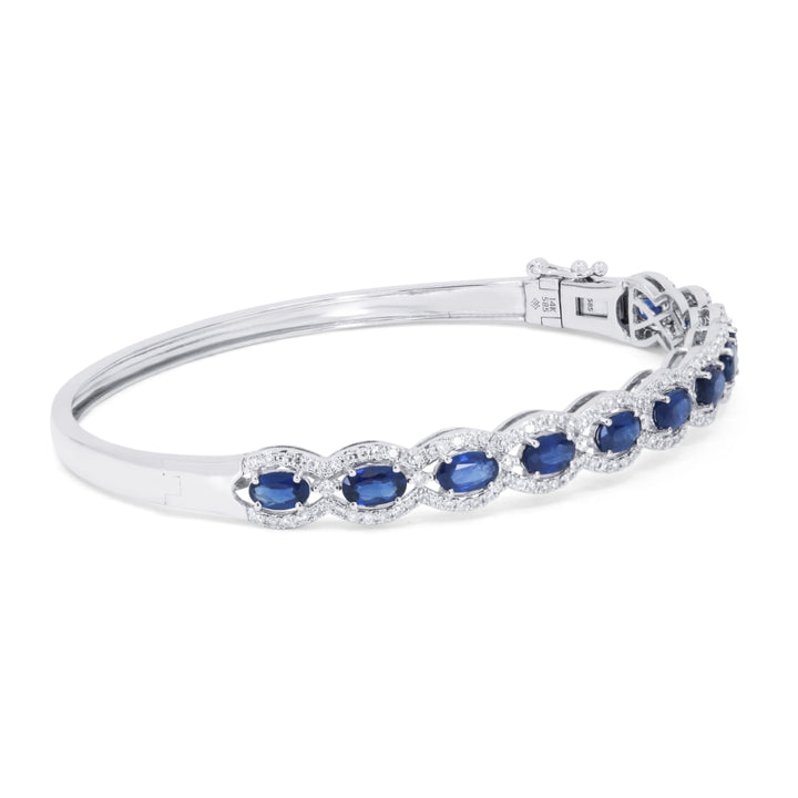 B1135 - 14K White Gold Sapphire Stackable Bangle