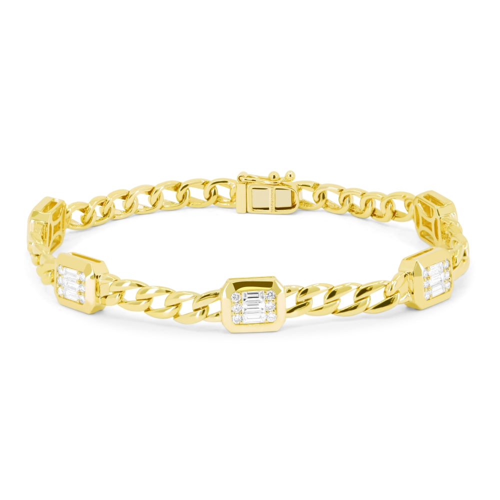 Madison L 14K Yellow Gold Diamond Paperclip Bracelet - style B1140Y