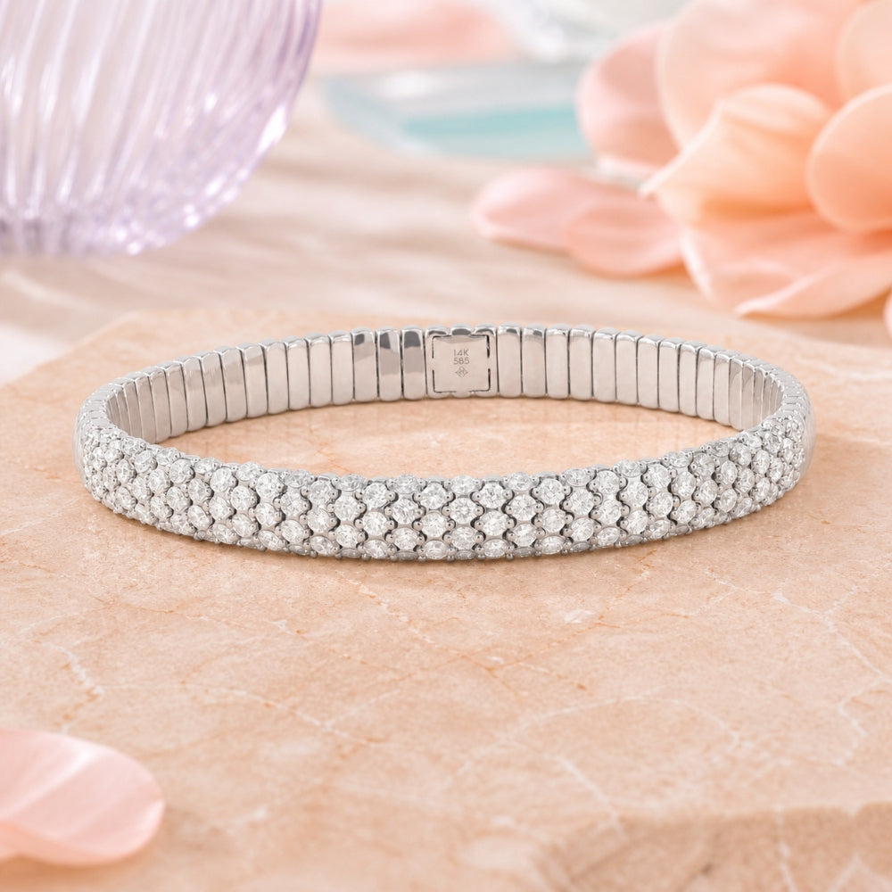 B1179 - 14K Gold Diamond Stretchy Bracelet