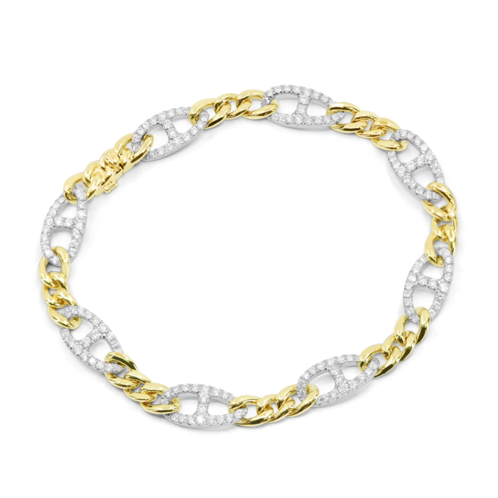 Madison L 14K Two Tone Gold Diamond Paperclip Bracelet - style B1189WY