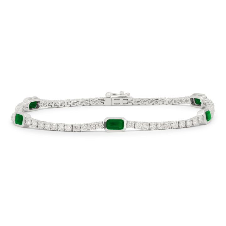 Madison L 14K White Gold Emerald Bracelet - style B1190EMW