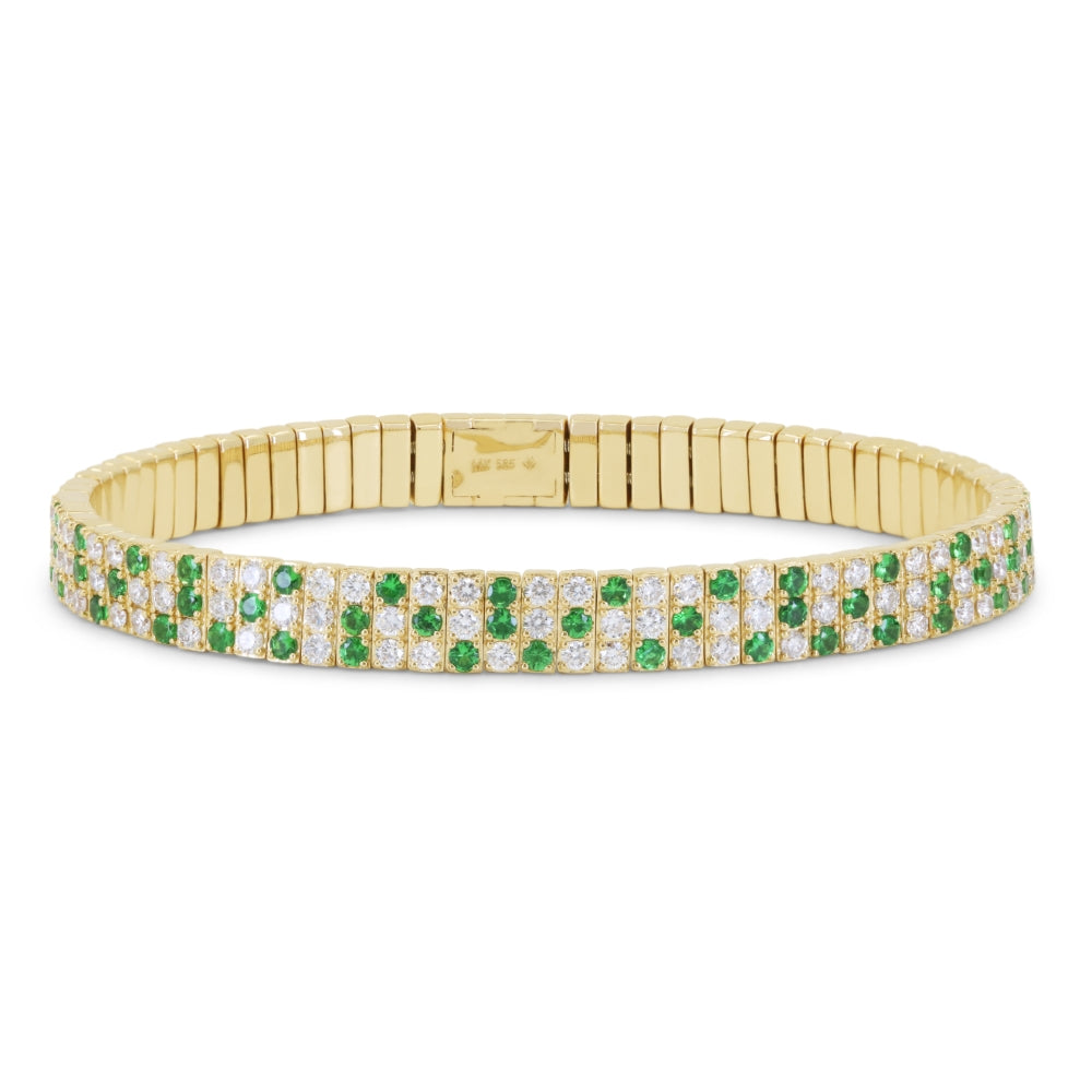 Madison L 14K Yellow Gold Tsavorite Stretchy Bangle - style B1212GGY