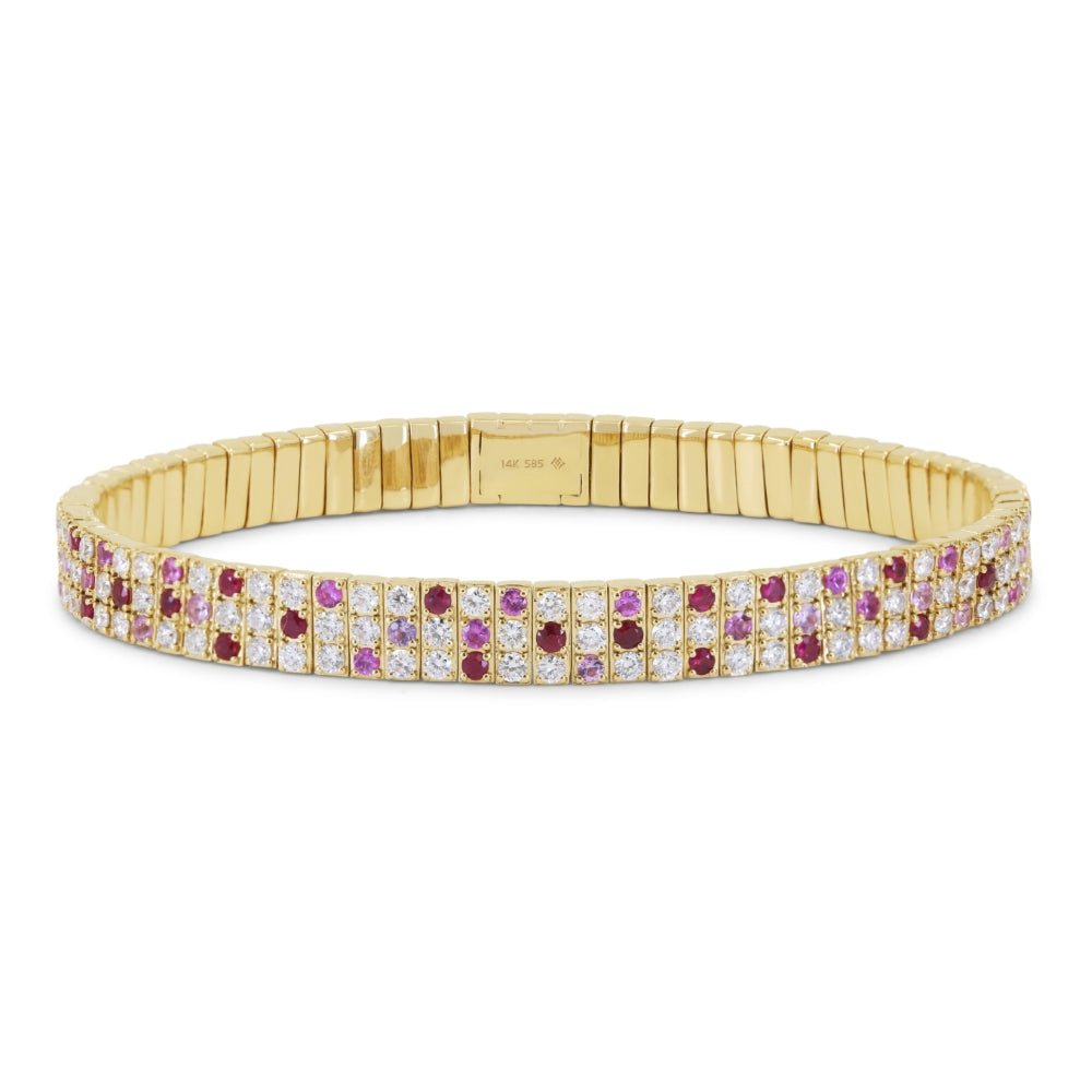 Madison L 14K Yellow Gold Ruby Stretchy Bangle - style B1212RUPSY
