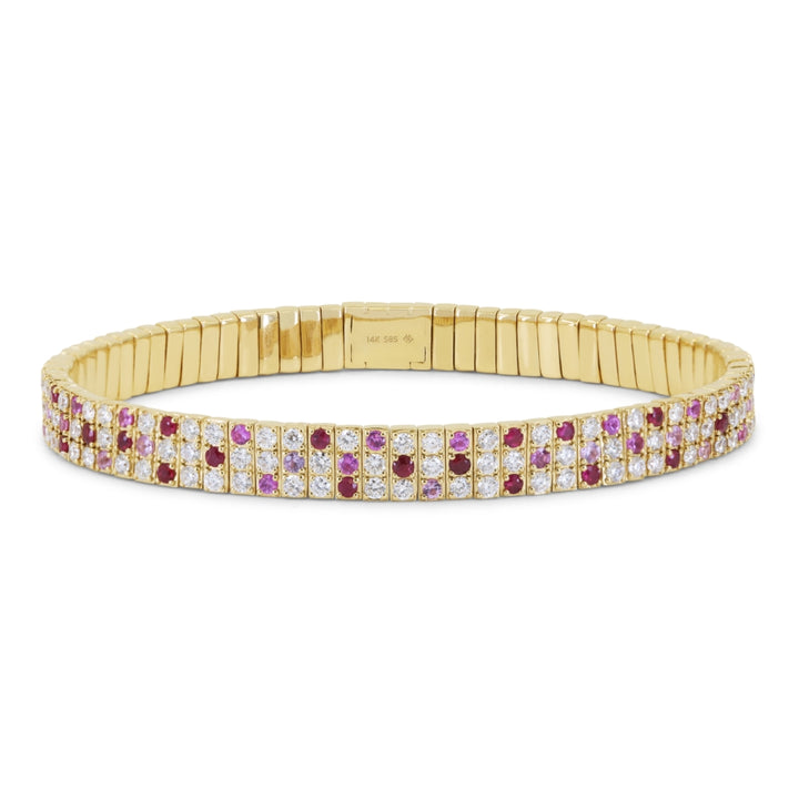 Madison L 14K Yellow Gold Ruby Stretchy Bangle - style B1212RUPSY