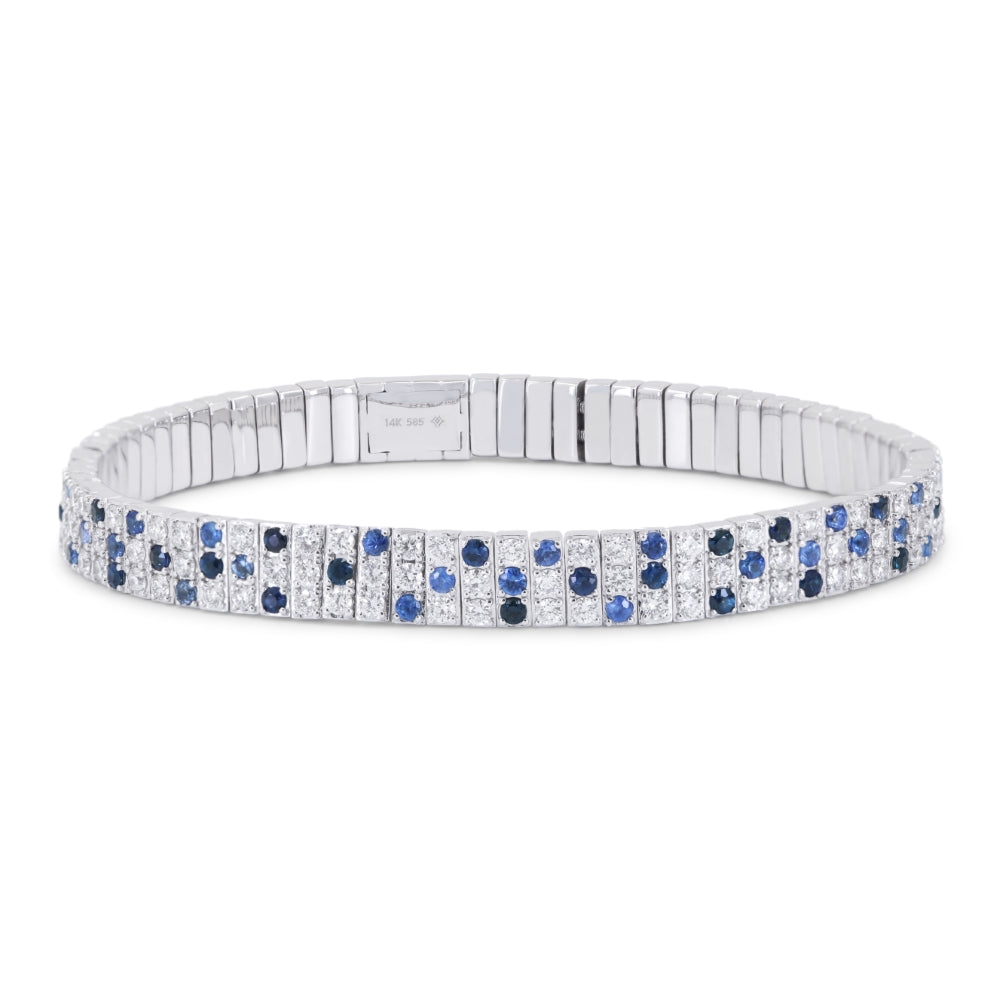 Madison L 14K White Gold Sapphire Stretchy Bangle - style B1212SAW