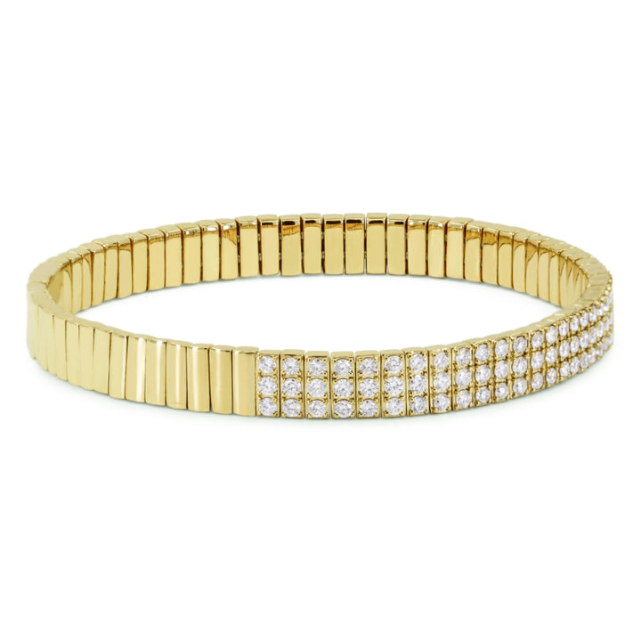 B1212 - 14K Gold Diamond Stretchy Bangle