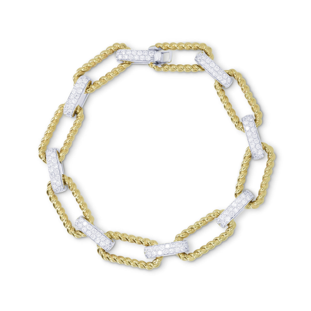 Madison L 14K Two Tone Gold Diamond Paperclip Bracelet - style B1213WY