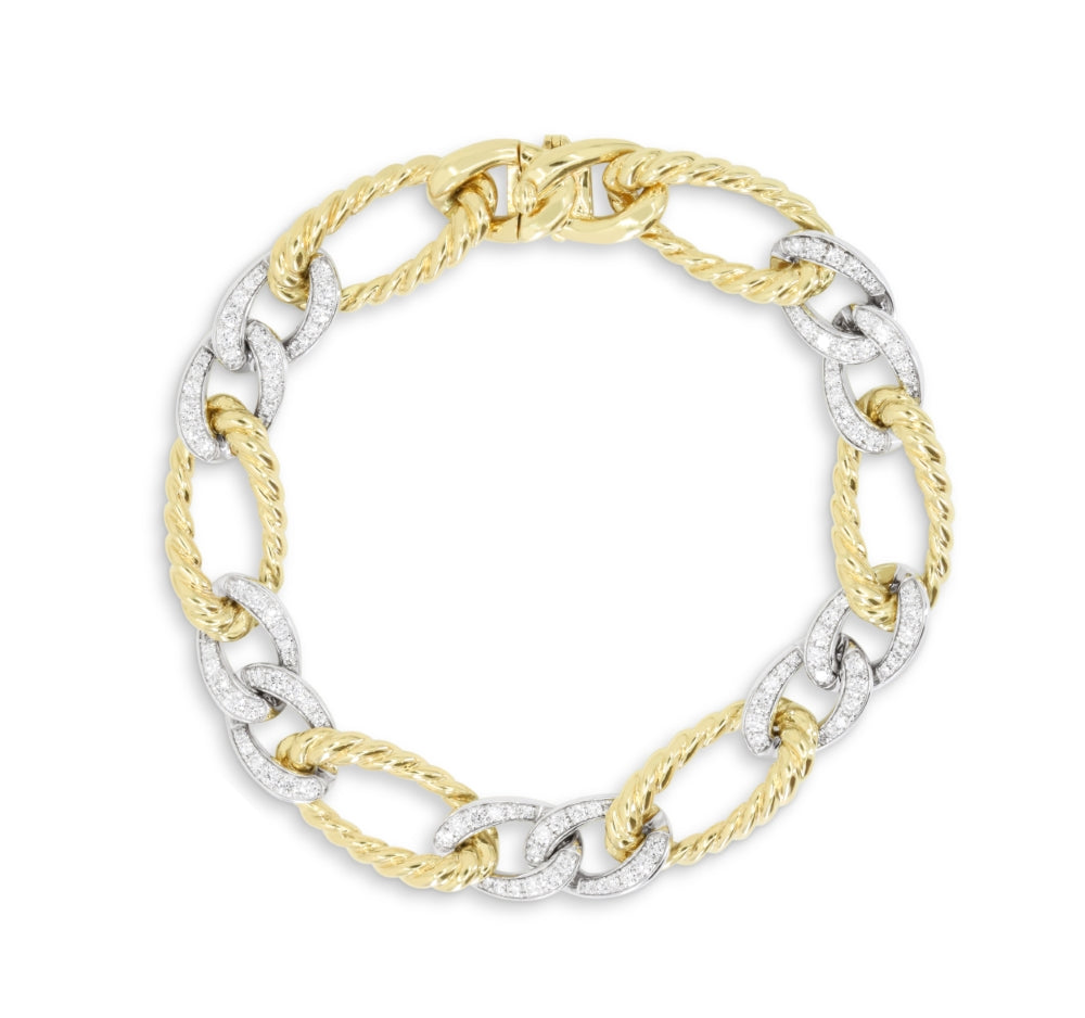 Madison L 14K Two Tone Gold Diamond Paperclip Bracelet - style B1214WY