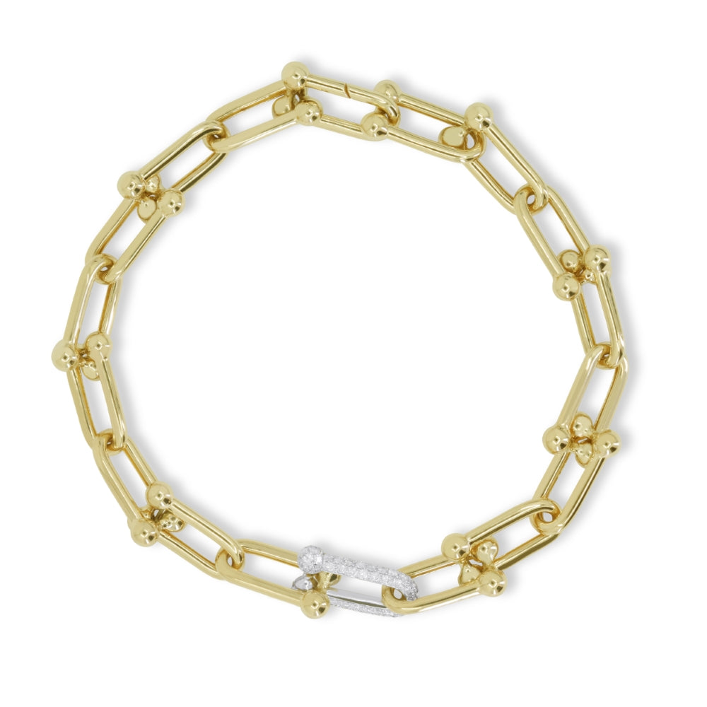 Madison L 14K Two Tone Gold Diamond Paperclip Bracelet - style B1215WY