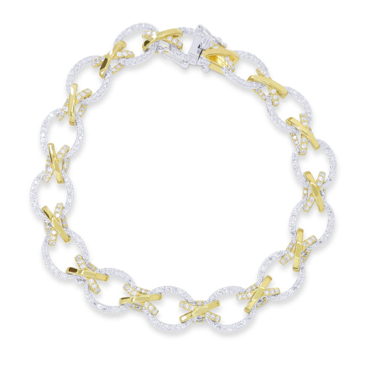 Madison L 14K Two Tone Gold Diamond Paperclip Bracelet - style B1218WY