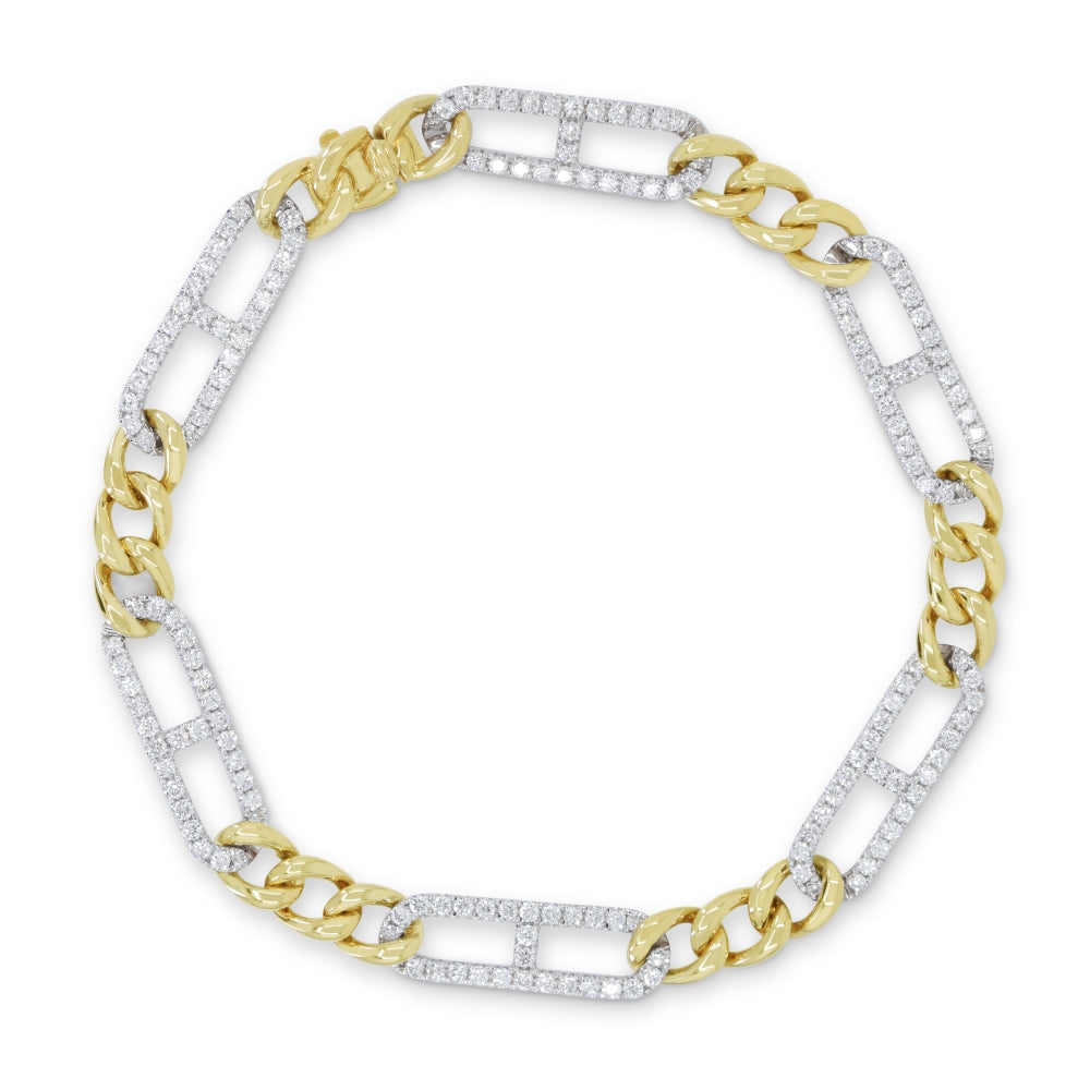 Madison L 14K Two Tone Gold Diamond Paperclip Bracelet - style B1220WY