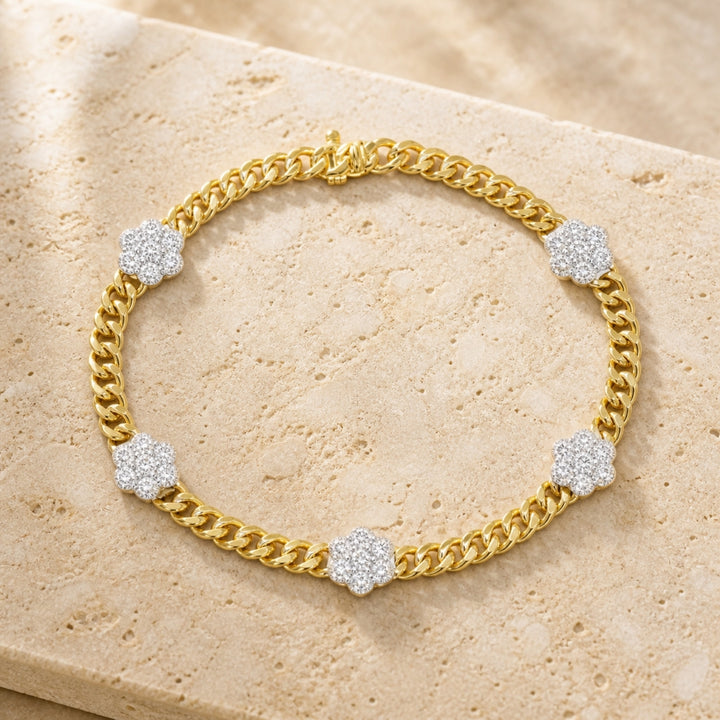 B1227 - 14K Two Tone Gold Diamond Bracelet