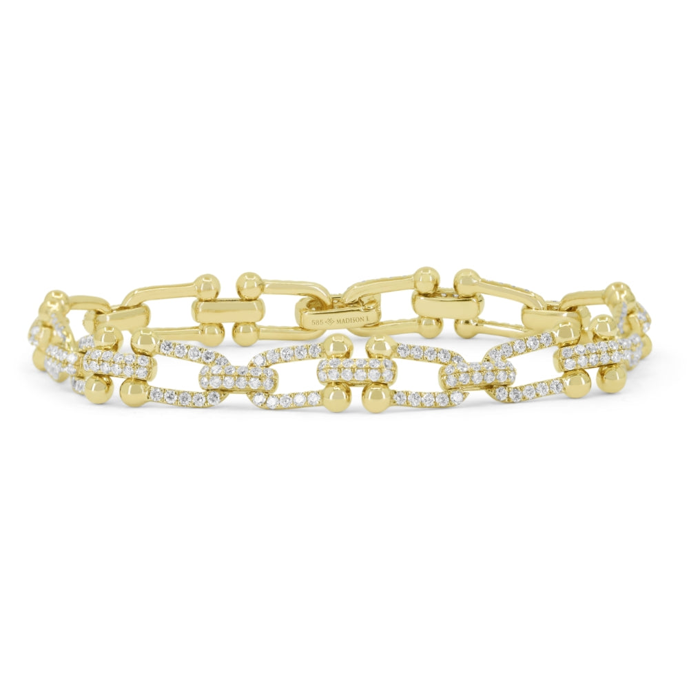 Madison L 14K Yellow Gold Diamond Paperclip Bracelet - style B1229Y