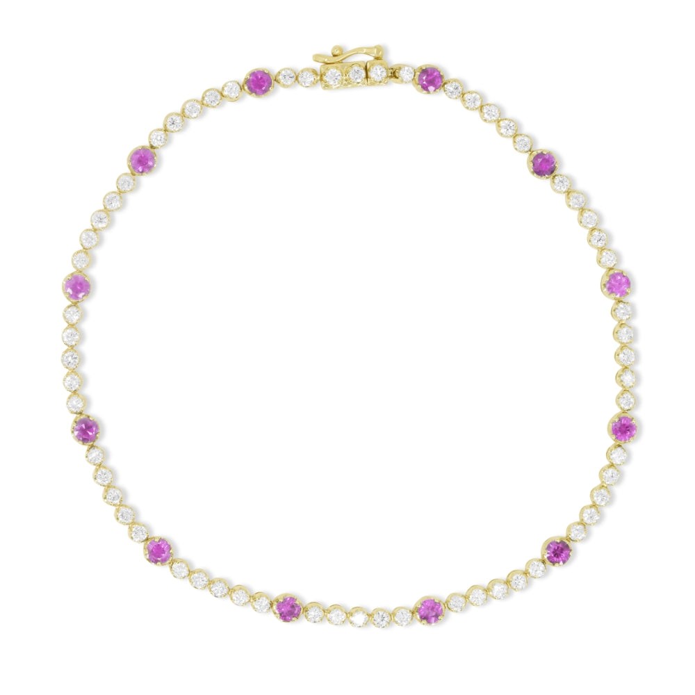 Madison L 14K Yellow Gold Pink Sapphire Bracelet - style B1232PSY