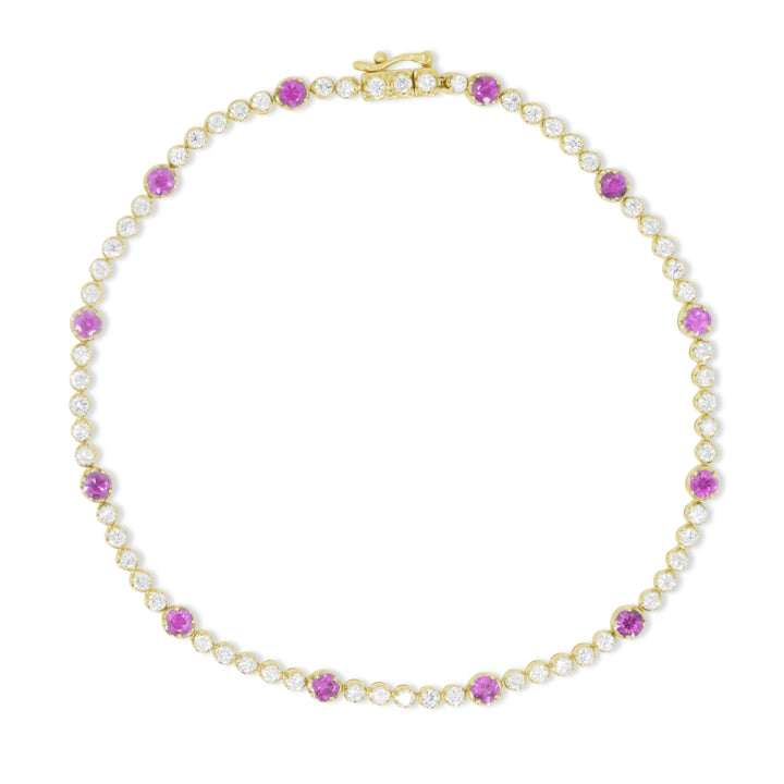 Madison L 14K Yellow Gold Pink Sapphire Bracelet - style B1232PSY
