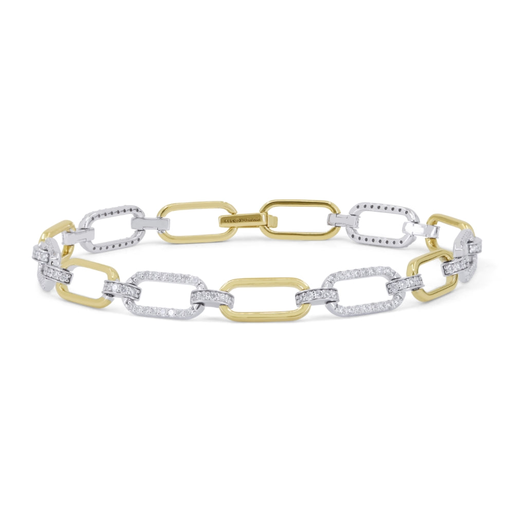 Madison L 14K Two Tone Gold Diamond Paperclip Bracelet - style B1248WY