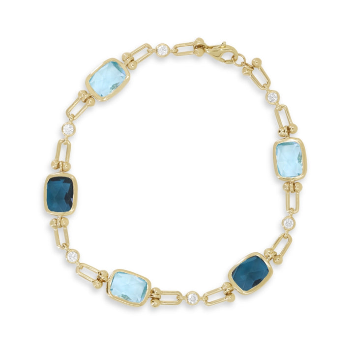 Madison L 14K Yellow Gold Blue Topaz & London Blue Topaz Bracelet - style B1250BTLBTY
