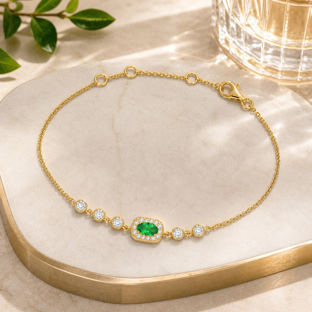 B1251 - 14K Yellow Gold Tsavorite Bracelet