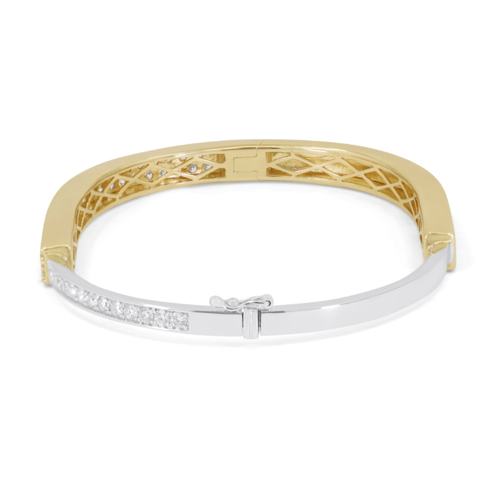 B1253 - 14K Two Tone Gold Diamond Bangle