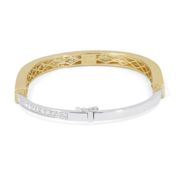 B1253 - 14K Two Tone Gold Diamond Bangle