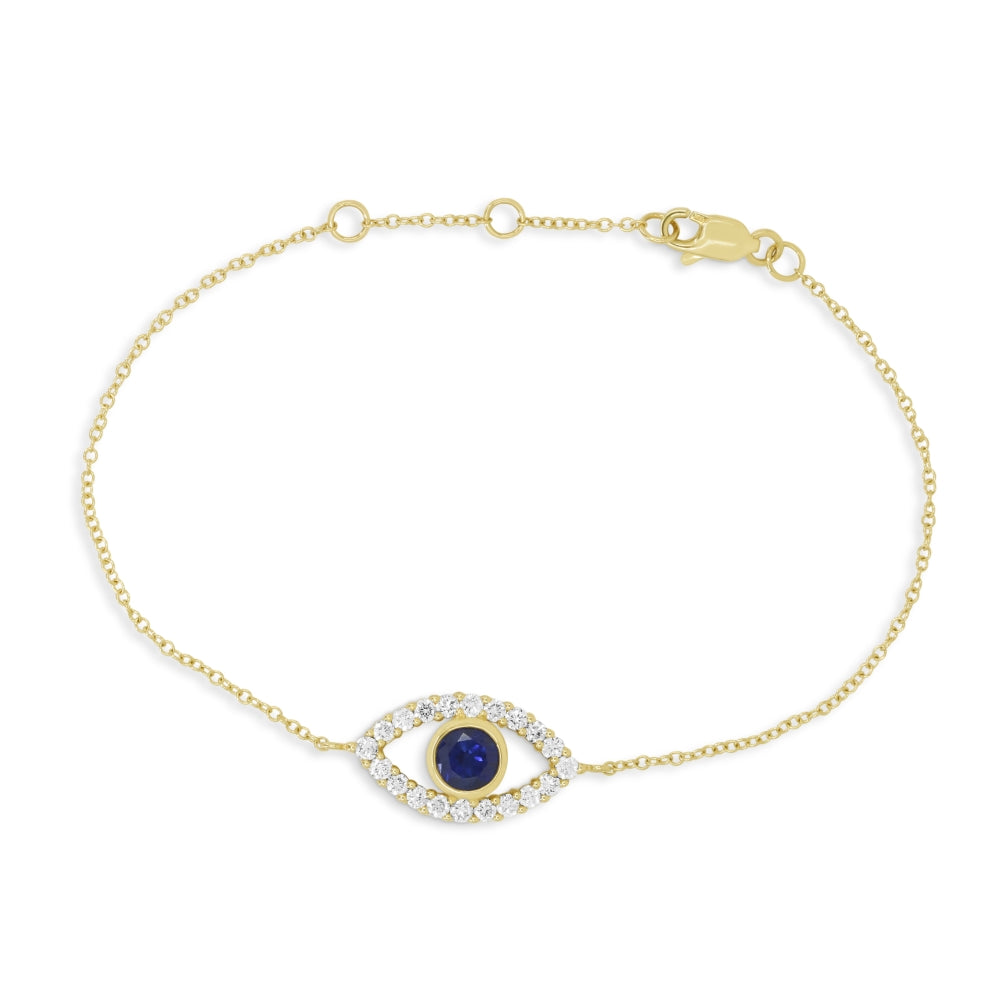 Madison L 14K Yellow Gold Created Sapphire Evil Eye Bracelet - style B1256BCY