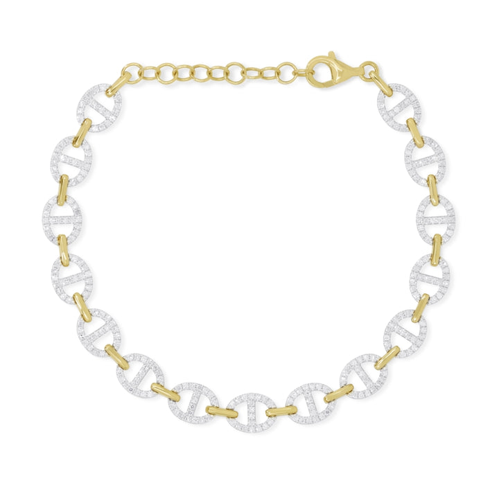 Madison L 14K Two Tone Gold Diamond Paperclip Bracelet - style B1262WY