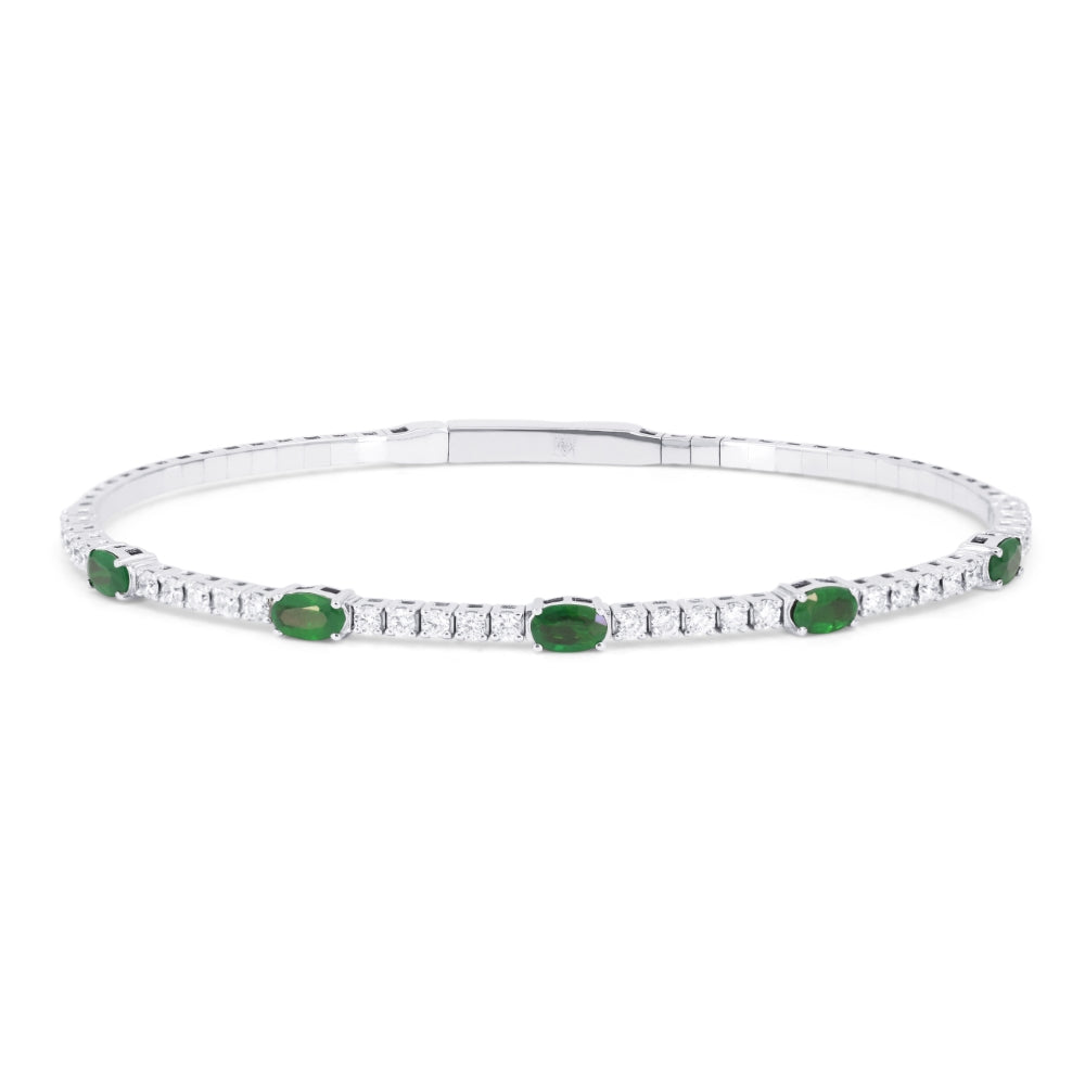 Madison L 14K White Gold Emerald Bangle - style B1268EMW
