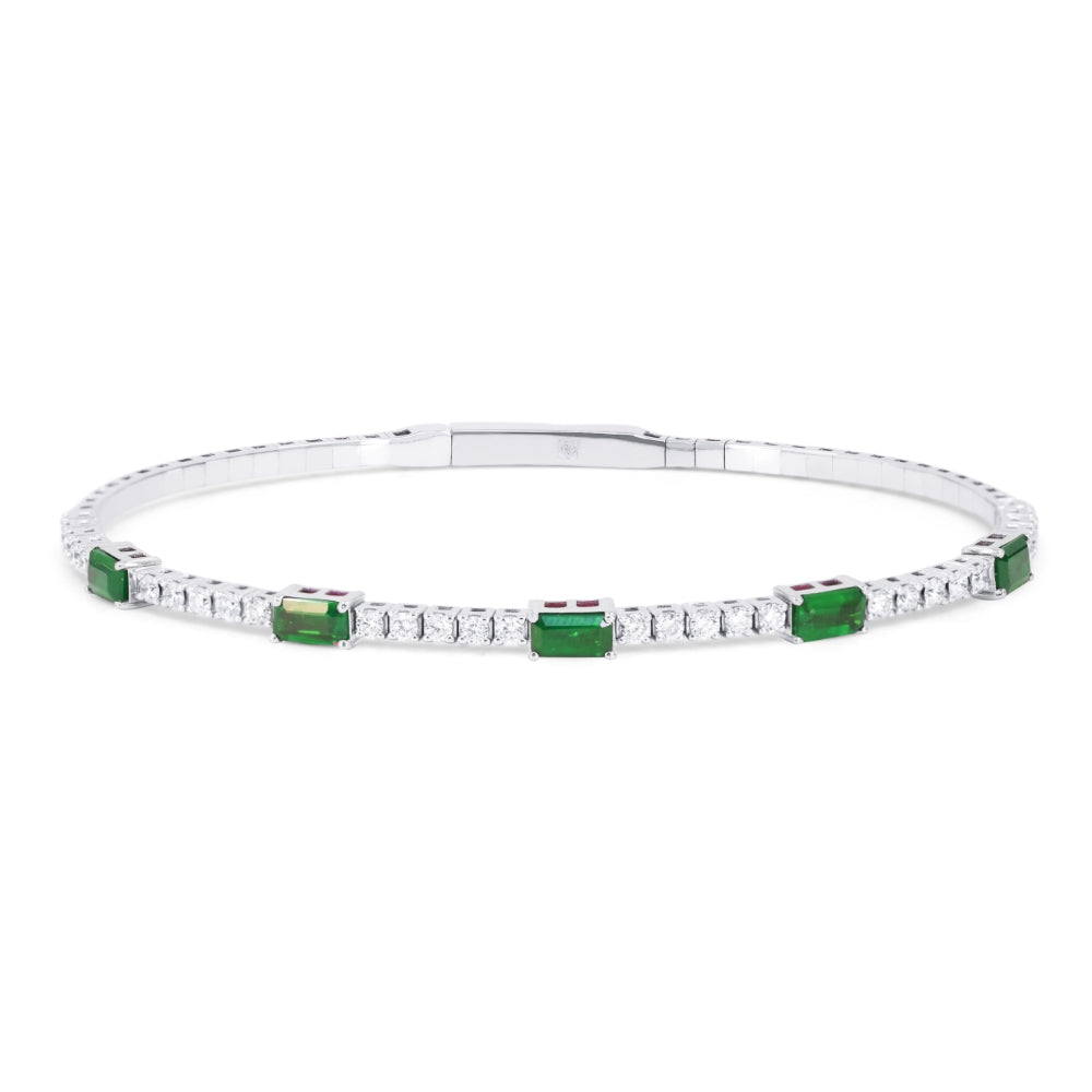 Madison L 14K White Gold Emerald Bangle - style B1269EMW