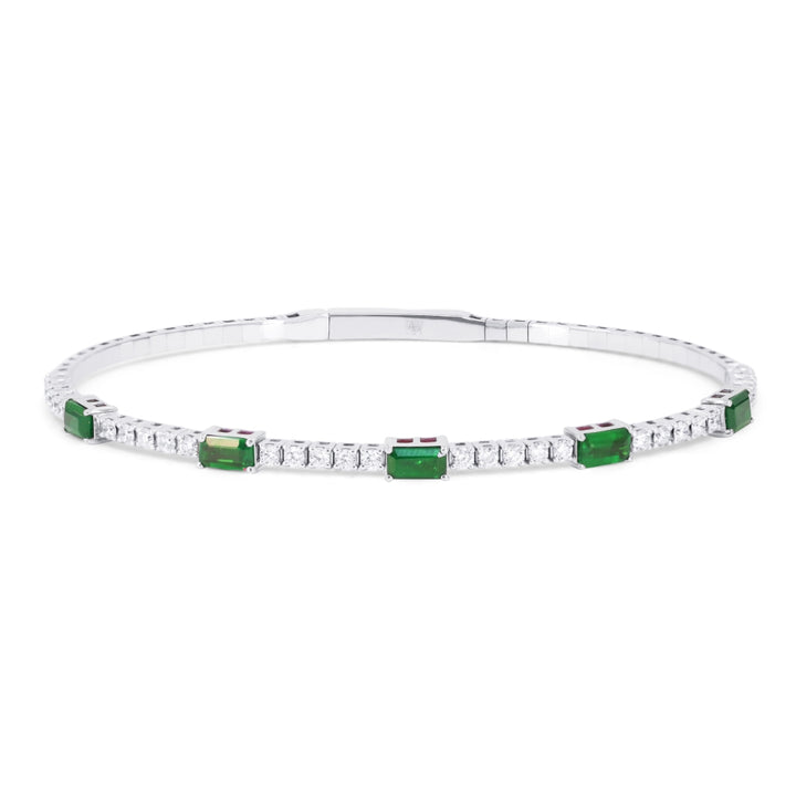Madison L 14K White Gold Emerald Bangle - style B1269EMW