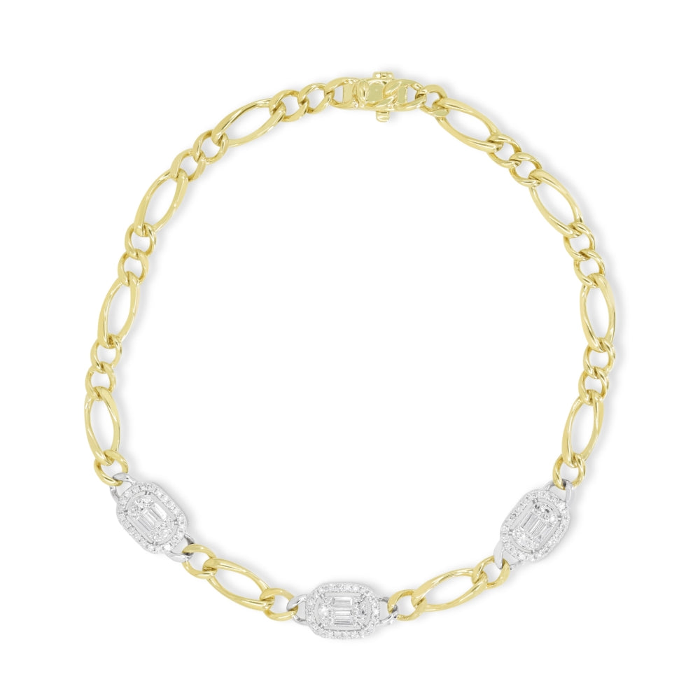Madison L 14K Two Tone Gold Diamond Paperclip Bracelet - style B1272WY