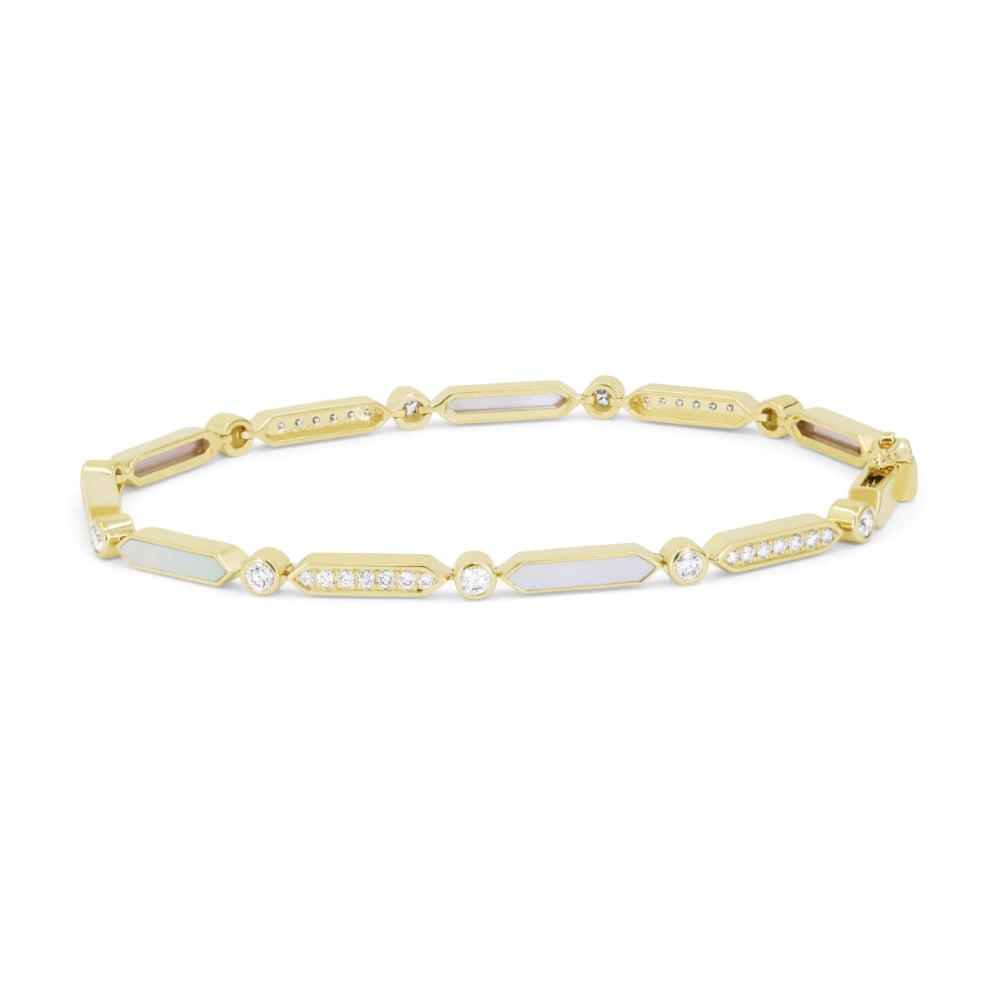 Madison L 14K Yellow Gold Mother of Pearl Bracelet - style B1286MOPY