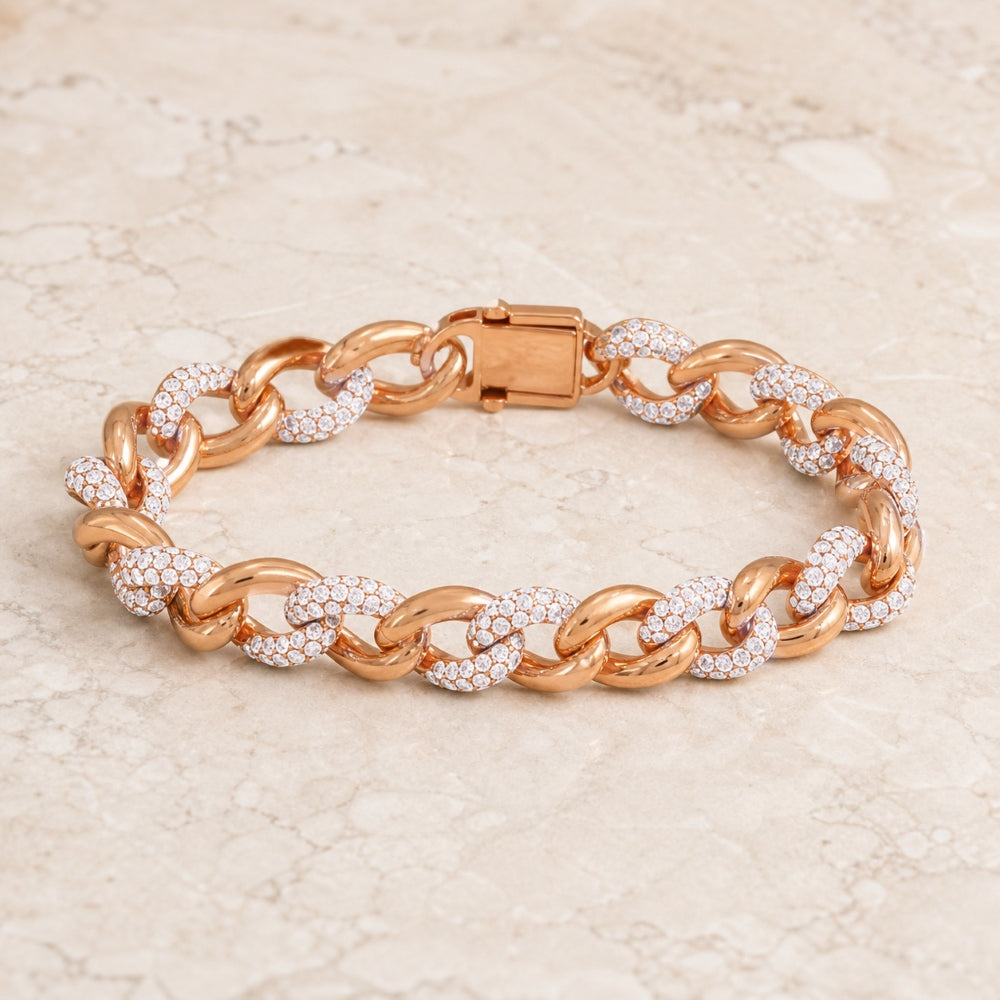 DB2906 - 18K Rose Gold Diamond Paperclip Bracelet