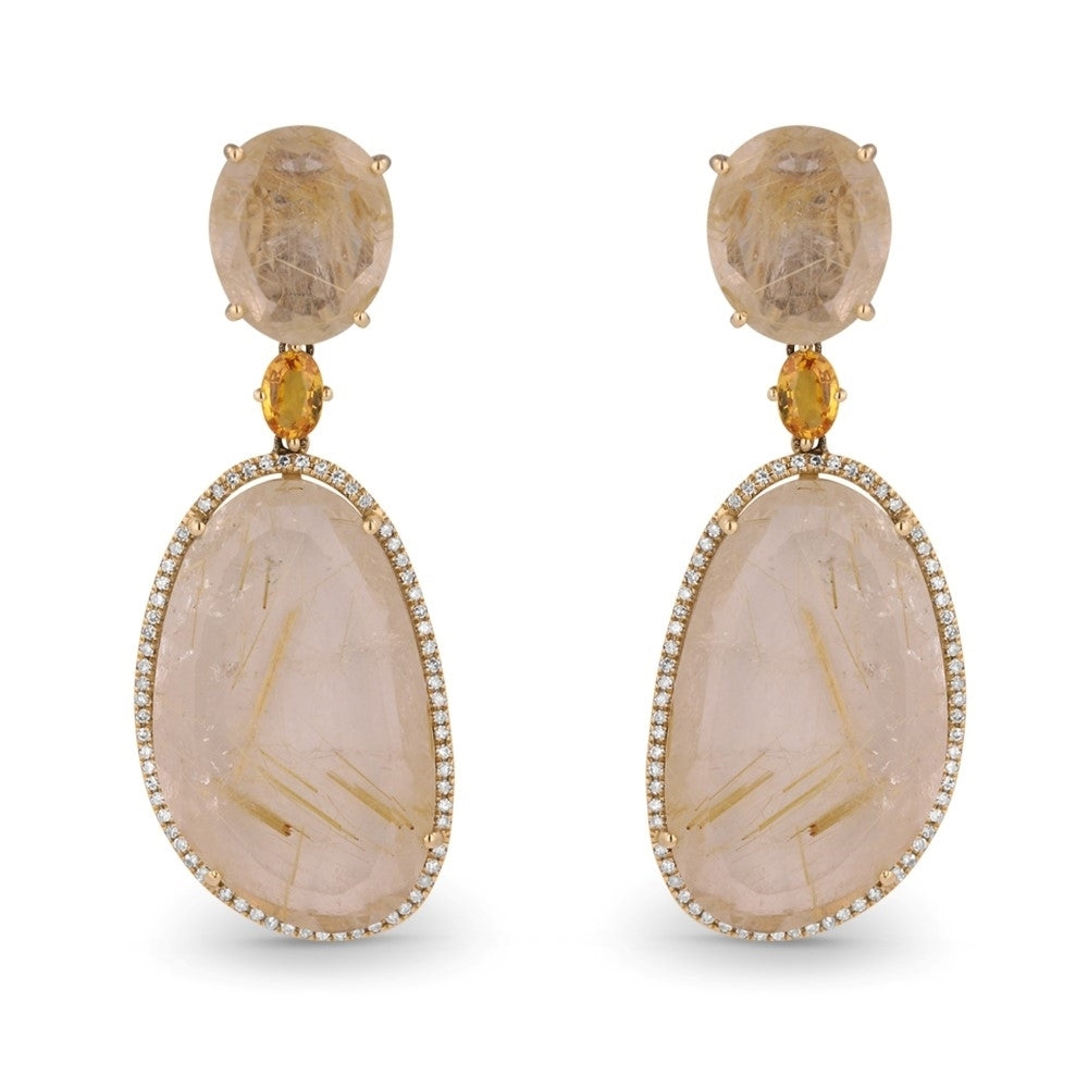 Madison L 14K Yellow Gold Rose Quartz Drop Earrings - style DE10210