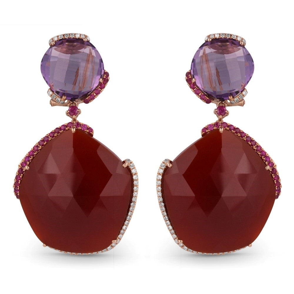 Madison L 14K Rose Gold Red Agate Drop Earrings - style DE10240