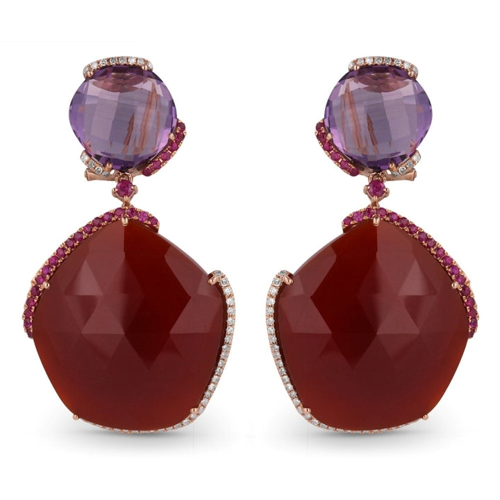 Madison L 14K Rose Gold Red Agate Drop Earrings - style DE10240