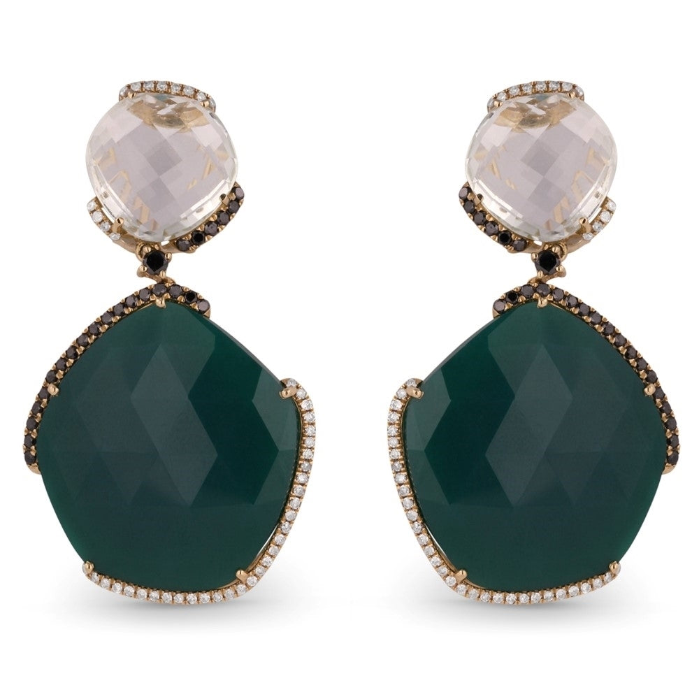 Madison L 14K Yellow Gold Green Agate Drop Earrings - style DE10242