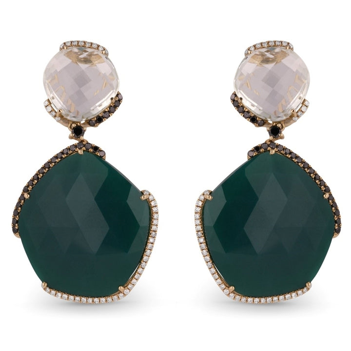 Madison L 14K Yellow Gold Green Agate Drop Earrings - style DE10242
