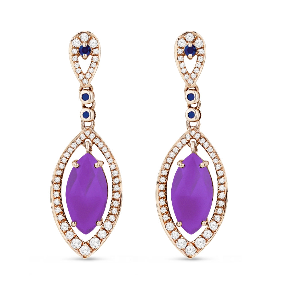 Madison L 14K Rose Gold Purple Jade Drop Earrings - style DE10260