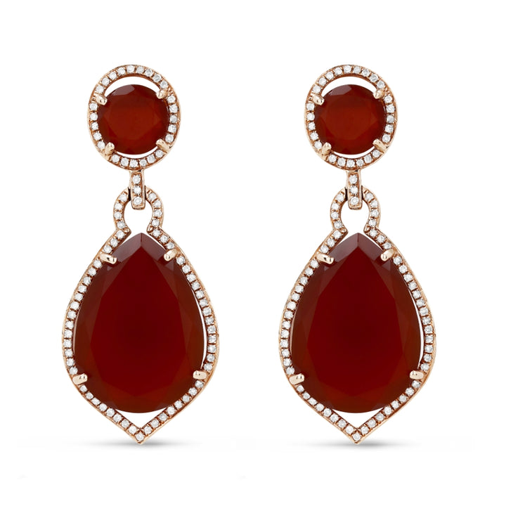 Madison L 14K Rose Gold Red Agate Drop Earrings - style DE10364
