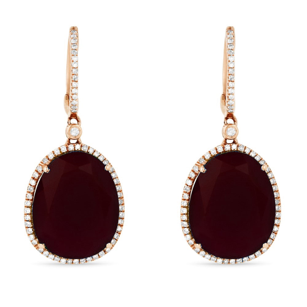 Madison L 14K Rose Gold Red Agate Drop Earrings - style DE10379