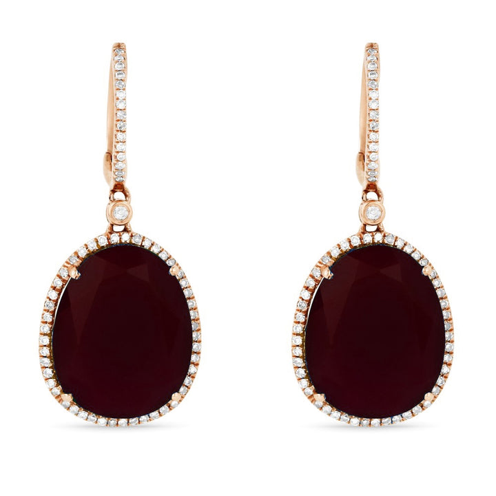 Madison L 14K Rose Gold Red Agate Drop Earrings - style DE10379