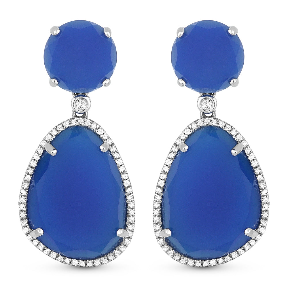 Madison L 14K White Gold Blue Agate Drop Earrings - style DE10383