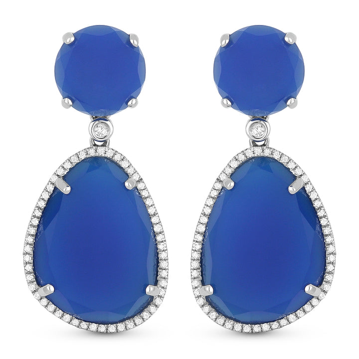 Madison L 14K White Gold Blue Agate Drop Earrings - style DE10383